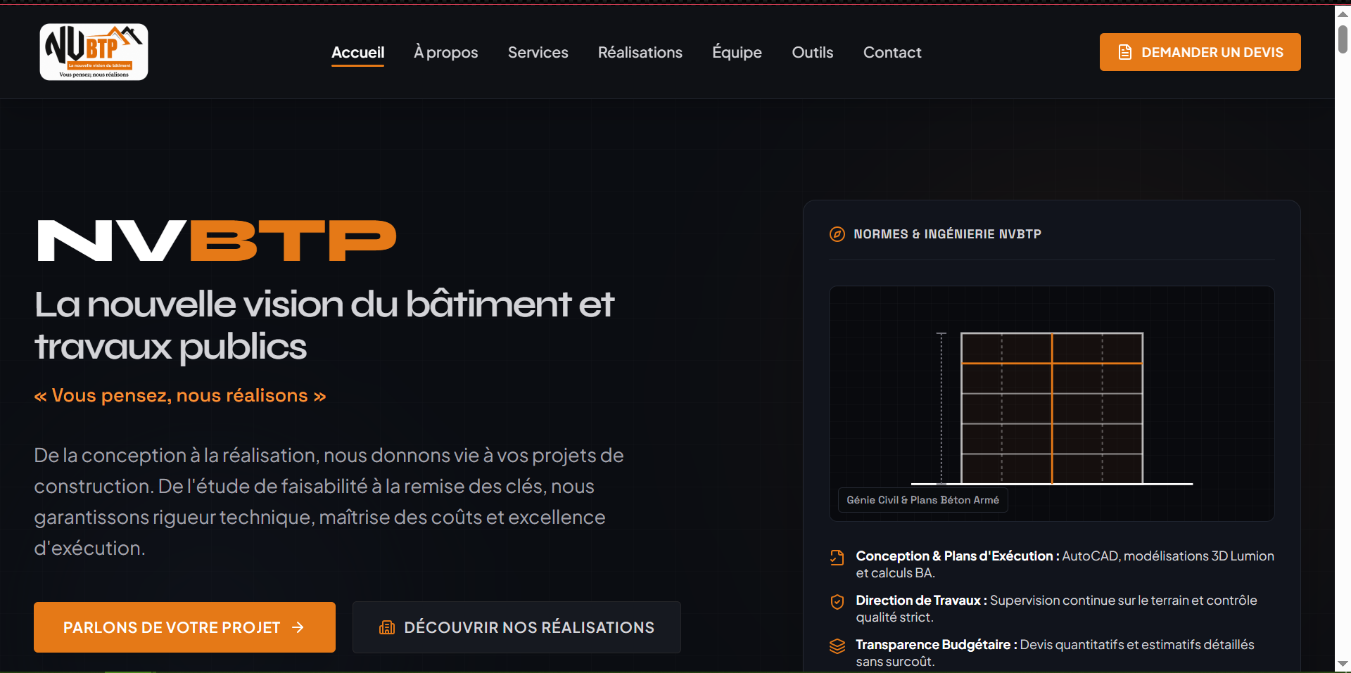 NVBTP - Site vitrine entreprise BTP Sénégal